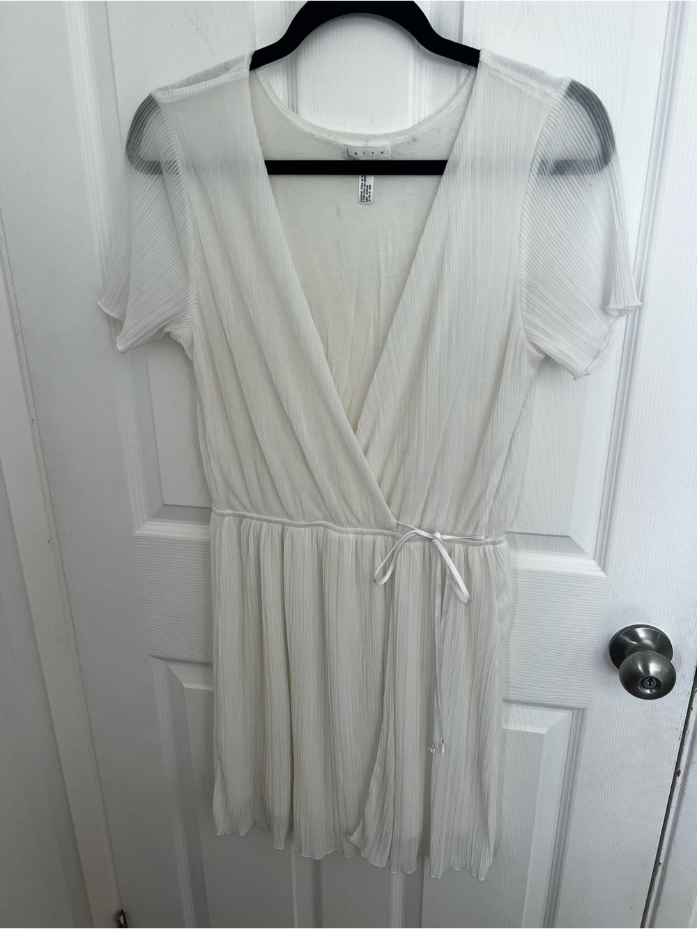 Leith White Pleated Mini Dress